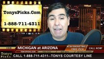 Arizona Wildcats vs. Michigan Wolverines Free Pick Prediction NCAA College Basketball Odds Preview 12-13-2014
