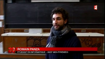 20H France 2 - Romain Panza de l'UNEF sur l'austérité à l'université