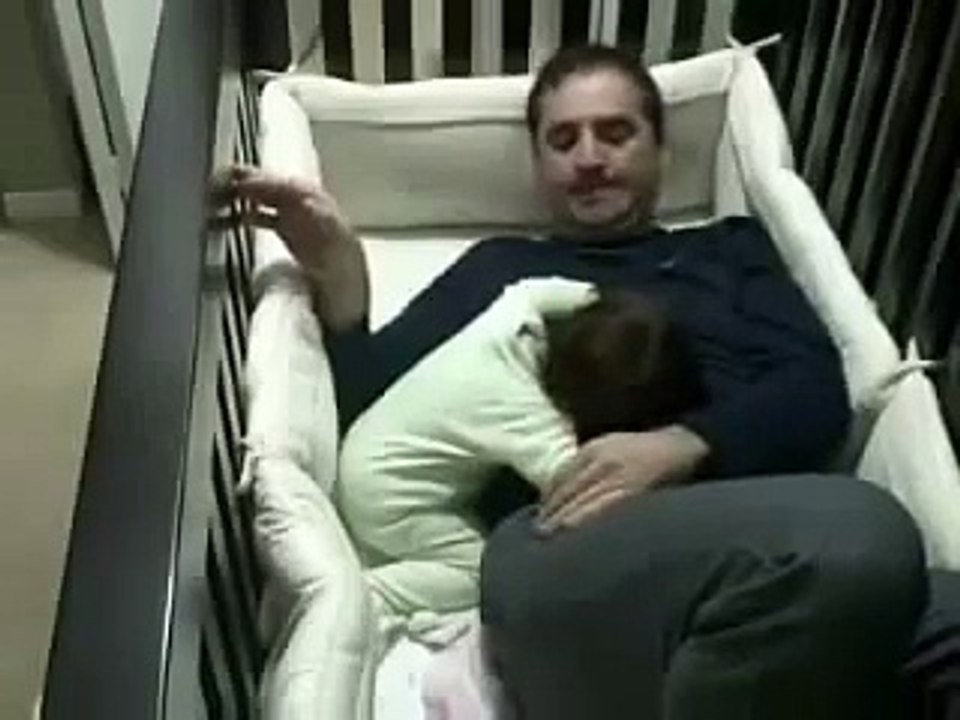 Dad sleeps in baby crib-Most Funny