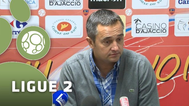 Conférence de presse GFC Ajaccio - AJ Auxerre (1-1) : Thierry LAUREY (GFCA) - Jean-Luc VANNUCHI (AJA) - 2014/2015