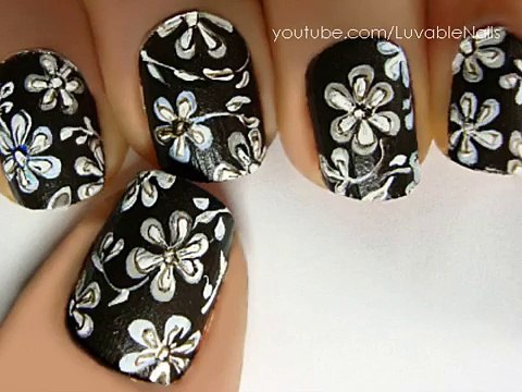 Blossoms Flowers nail art - Easy nail art & Easy Nail designs