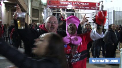 Les supporters euphoriques après la victoire du RCT sur Leicester