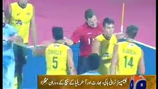 Blo-ody indian player fight with Australian player in Hockey Match