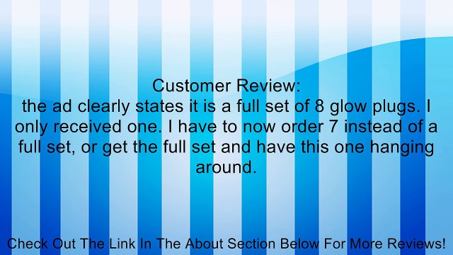 Bosch 80033 Glow Plug for Ford 7.3L Powerstroke 1995-03 (Set of 8) Review