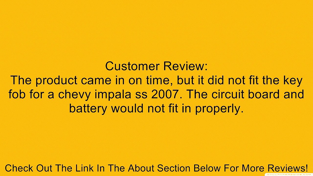 2006-2010 Chevrolet Impala Keyless Entry Remote Key Fob (Shell and Pad No Electronics Inside) Review