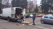 Crazy guy punching delivery an and destroying his packages!
