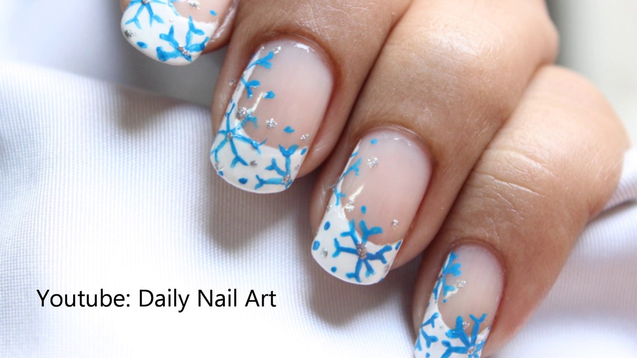 Easy Snow Nail Art - Snowflake Nails Winter Snow Nail design Let It Snow White Winter