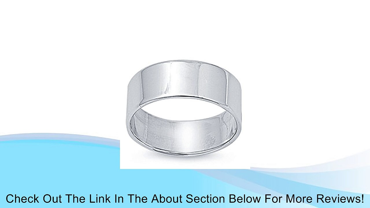 925 Sterling Silver Flat Cigar Wedding Band Ring (Polished) - 8 MM-12 Review