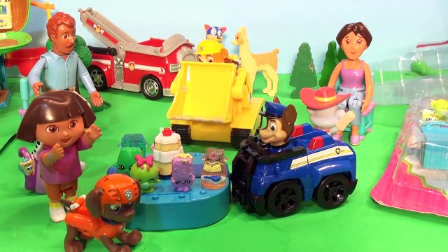 Paw Patrol with Shopkins and Dora the Explorer , a Surprise Birthday Gift foiled by Swiper
