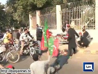 Motorcyclist runs over protesting PTI worker near GPO Chowk in Lahore