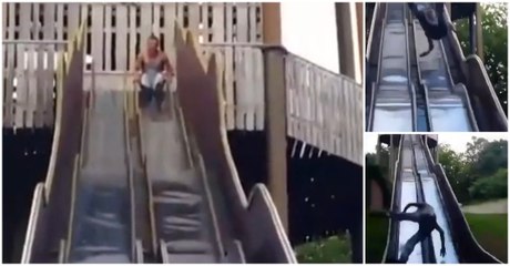 Polish Guy Quickly Finds Out Why This Slide Has Been Closed For Public