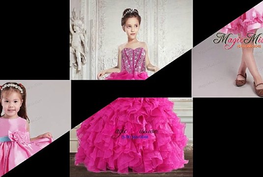 2015 Unique Beading and Ruching Little girl Pageant Dress Flower Girl Dress