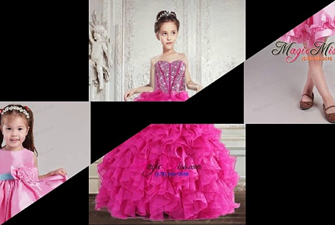 2015 Unique Beading and Ruching Little girl Pageant Dress Flower Girl Dress