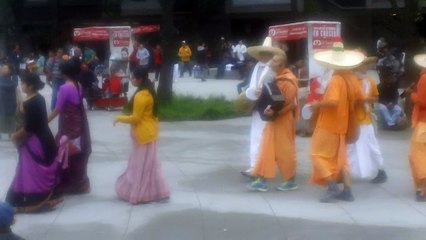 Bailando y cantando Hare Krishna metro Insurgentes