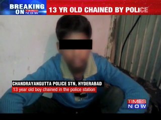 Minor chained up in a police station