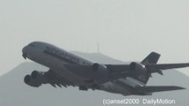 Airbus A380 Singapore Airlines. Takeoff from Hong Kong International Airport