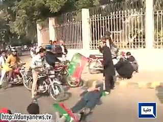 Motorcyclist Runs Over Protesting PTI Worker Near