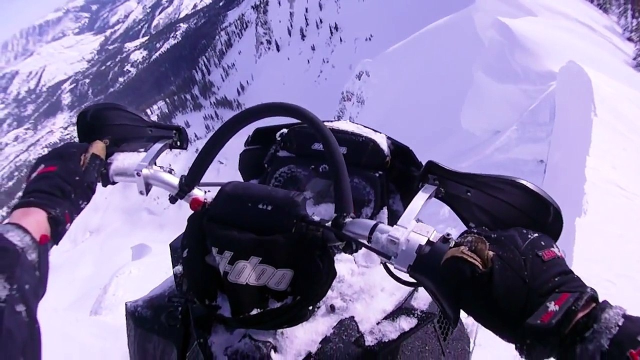Amazing - Ski Doo summit  - Close call with cliff fall