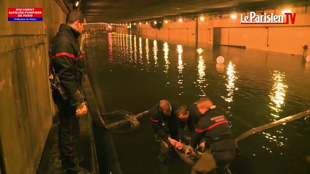 Inondation spectaculaire sous le tunnel du Parc des Princes
