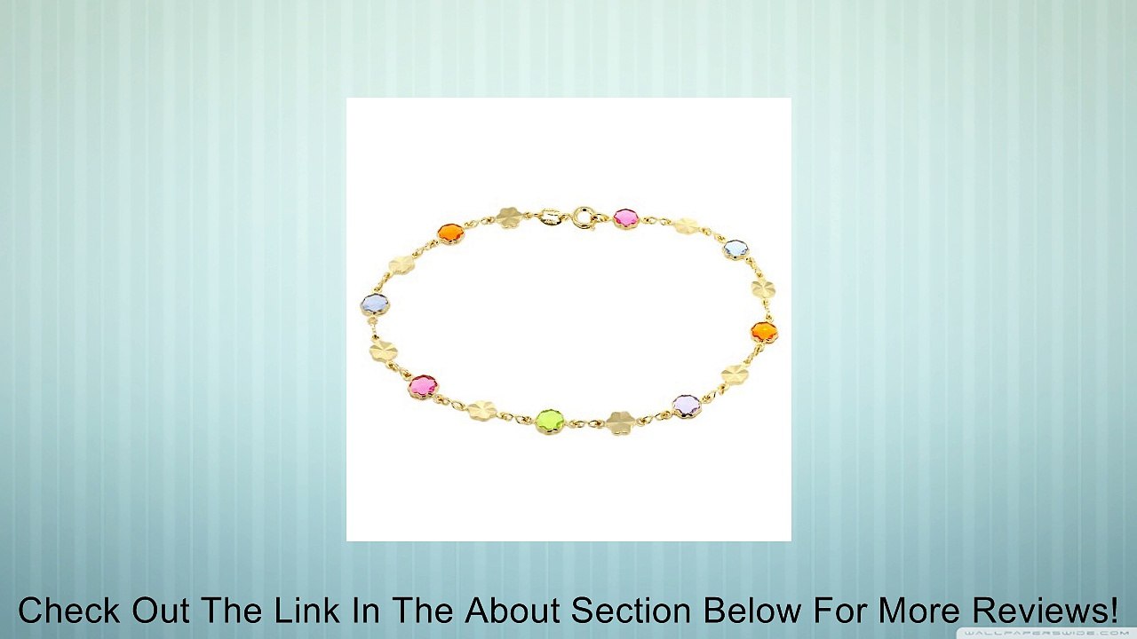 9" Multi-Color Flower Shape Crystal Yellow Gold Plated Anklet Bracelet Review