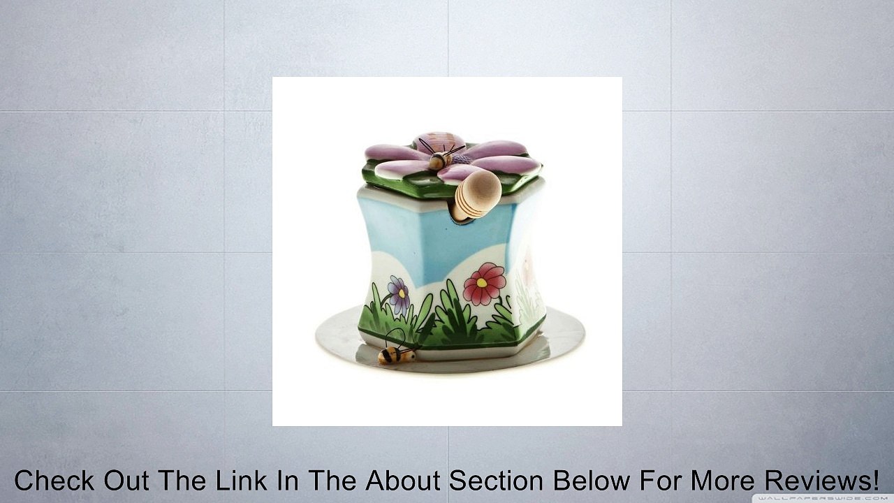 Honey Dish with Flowers, Bees and Matching Spoon, Tray and Lid Review