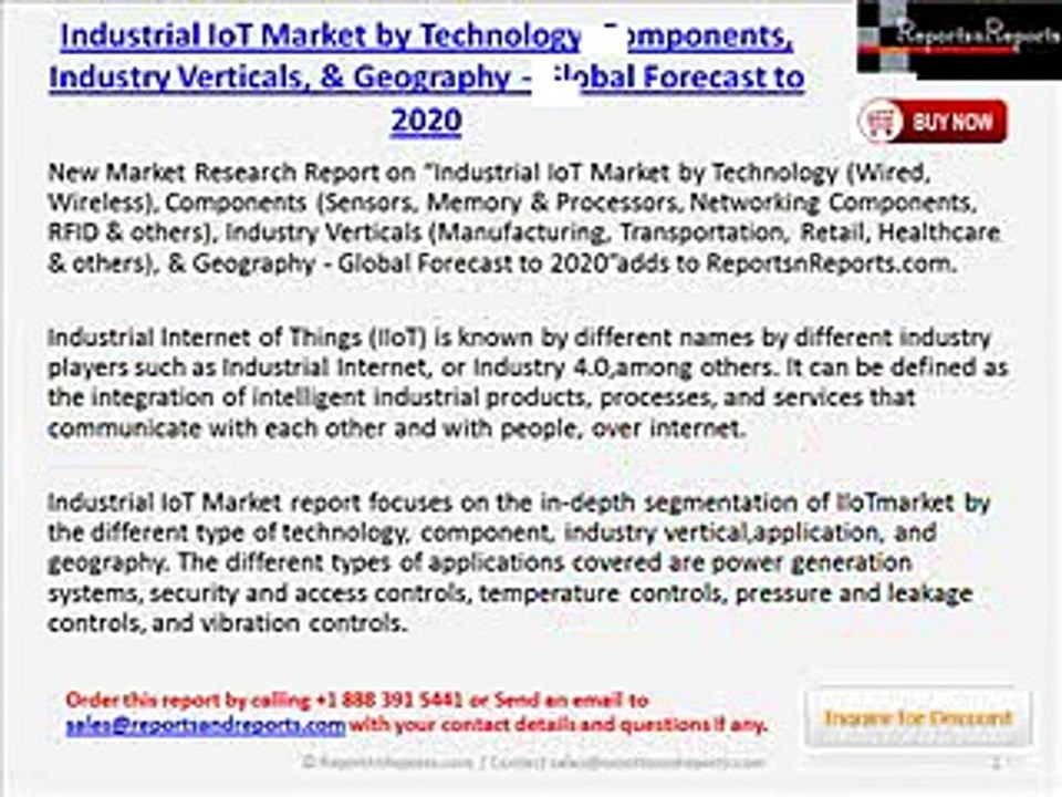 Worldwide Industrial IoT Industry Trends & Forecasts to 2020