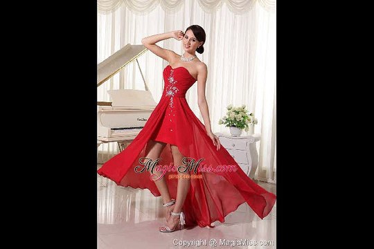 2015 Spring Most Popular Multi-colored High-low Prom Dress with Beading and Ruch