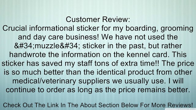 Muzzle - Veterinary Label / Stickers, 500 labels per roll, 1 roll per package Review