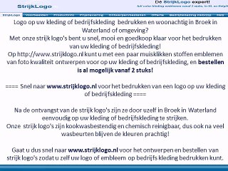 Logo kleding bedrijfskleding bedrukken Broek in Waterland