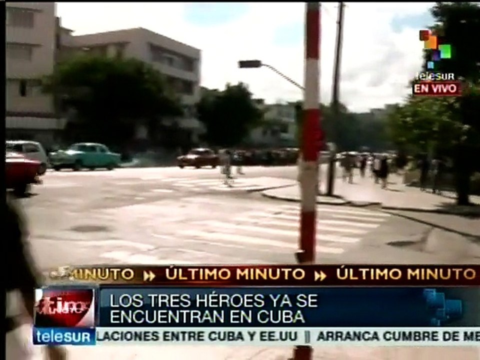 Cubanos festejan en La Habana la liberación de los tres héroes