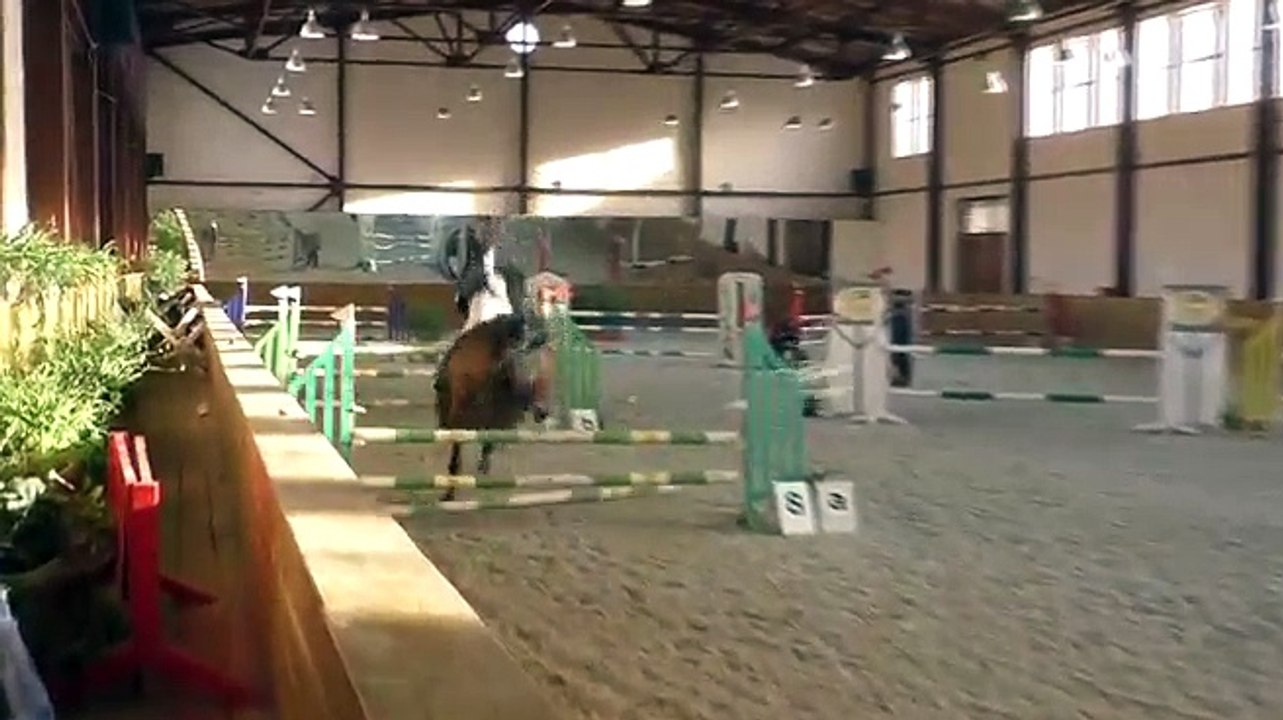un cheval se débarrasse de sa cavalière, et fait du saut d'obstacles en solo !