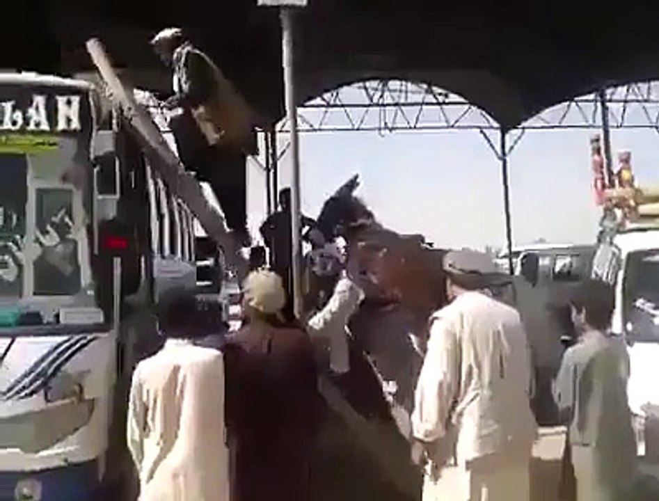 People Putting Donkey On Bus