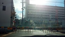 ドライブ映像　姫路市山陽電車の踏切の信号待ち　　Waiting at a stoplight of the railroad crossing of the drive picture Himeji-shi Sanyo train