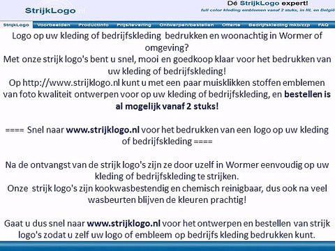 Logo kleding bedrijfskleding bedrukken Wormer