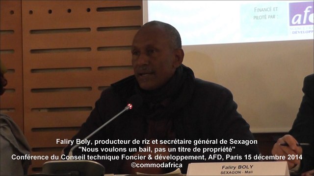 Faliry Boly, riziculteur et syndicaliste au Mali, revendique un bail et non un titre de propriété