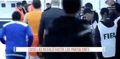 Iker Casillas give his pants to a Cruz Azul fan after Cruz Azul vs Real Madrid 2014