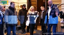 Lady Gaga Smiles At Fans While Leaving The Ritz Hotel