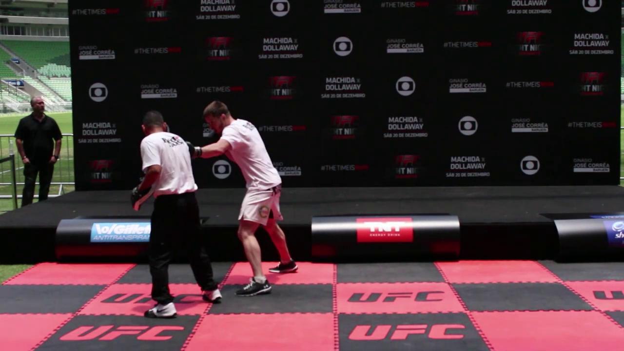 Lyoto Machida, C.B. Dollaway work out in Brazilian soccer stadium