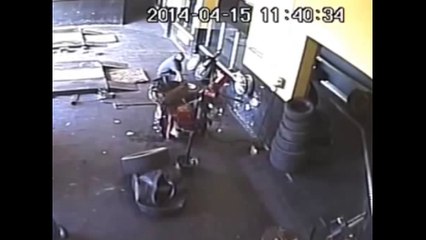 Tire Explodes In Mechanics Face During Fitting
