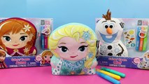 Frozen Olaf COLOR N' CREATE Plush Frozen Elsa Doll Let It Go Dress and Princess Anna DisneyCarToys