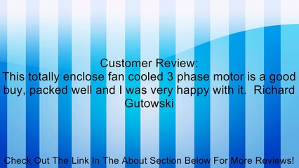 1 hp 1725 RPM 56 Frame 208-230/460V TEFC Resilient Mount Leeson Motor # 111918 Review