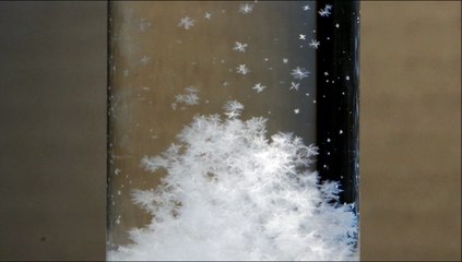 Snow falls in a storm glass -b