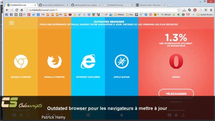 Outdated browser pour les navigateurs à mettre à jour