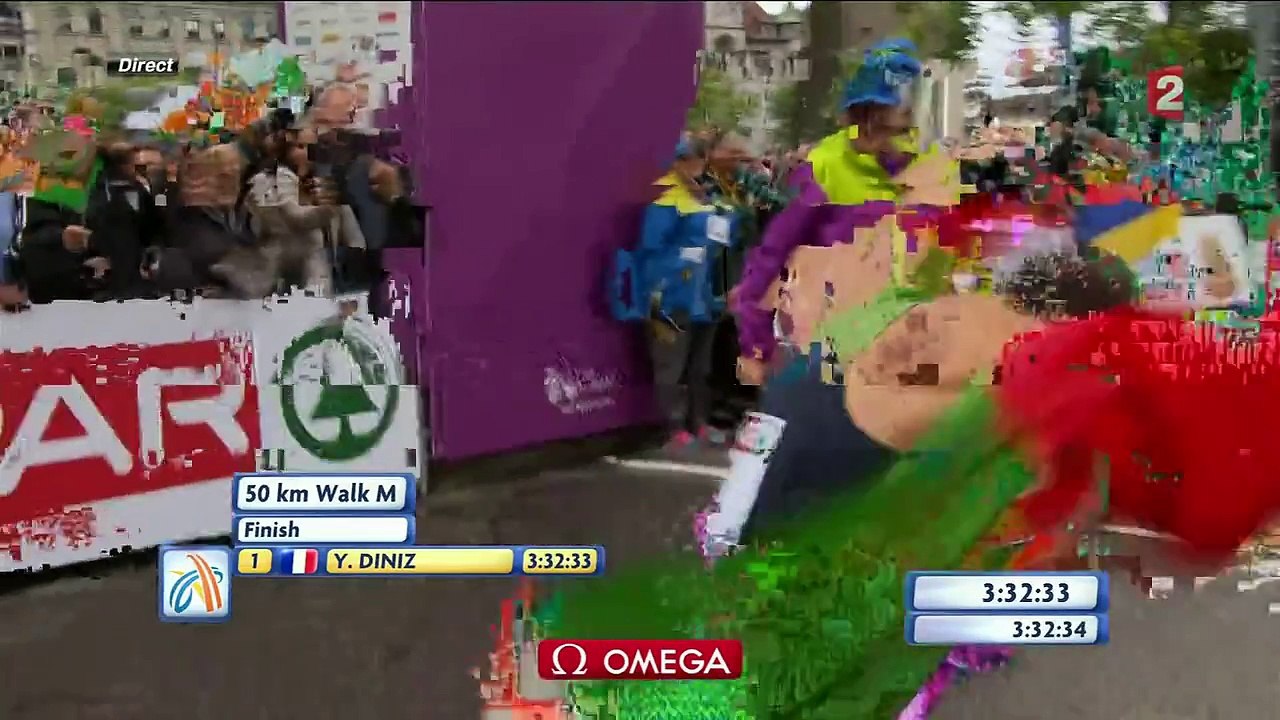 Yohann Diniz remporte l'or et bat le record du monde du 50km marche à Zurich