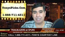 San Antonio Spurs vs. Portland Trailblazers Free Pick Prediction NBA Pro Basketball Odds Preview 12-19-2014