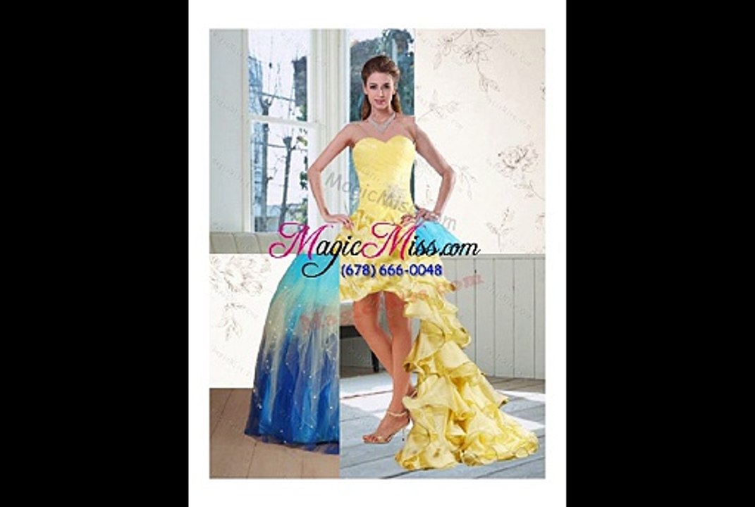 New Arrival Pretty High Low Sweetheart Ruffles and Beading Prom Dress Prom Gowns