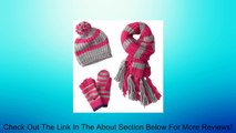 Berkshire Big Girls'  Striped Cold Weather Hat Set, Pink/Gray, One Size Review