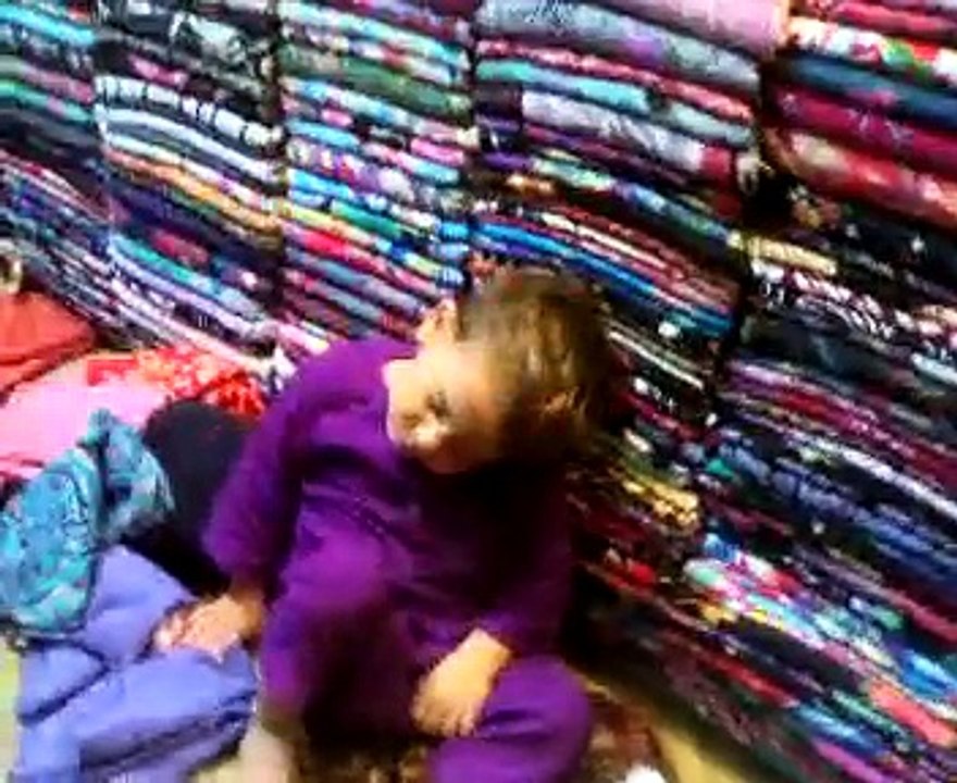 cute baby faling during sleeping in shop (funny video)