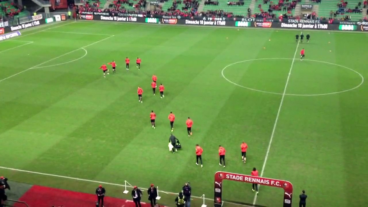 Stade Rennais F.C / Reims : entrée des rennais à l'échauffement
