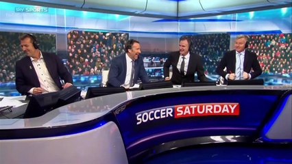 Jeff Stelling losing microphone celebrating Hartlepool goal on Soccer Saturday.